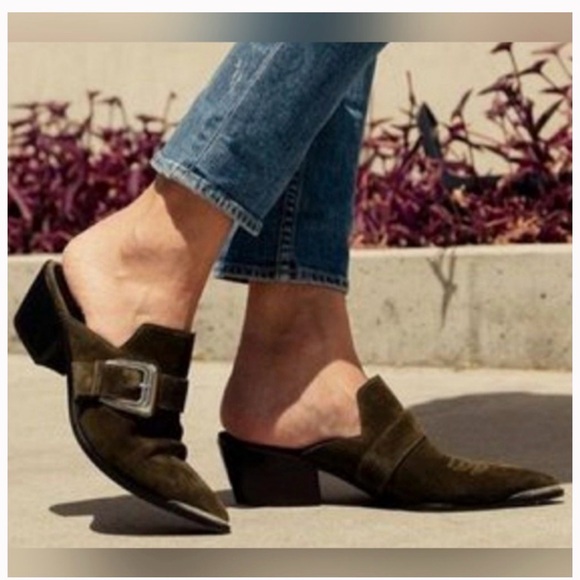 PAIGE Black Suede Silver Buckle PAIGE Kensington Mule - Picture 9 of 9